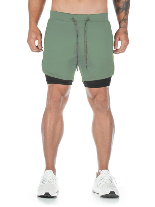 Men's athleisure fake two-piece shorts