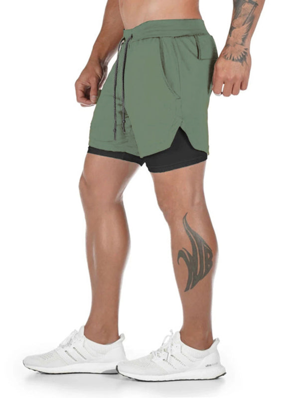 Men's athleisure fake two-piece shorts