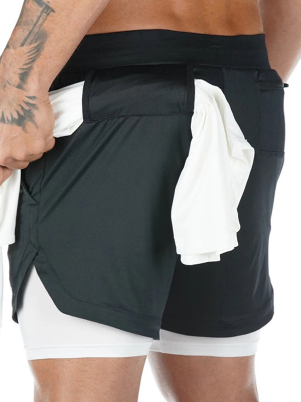 Men's athleisure fake two-piece shorts