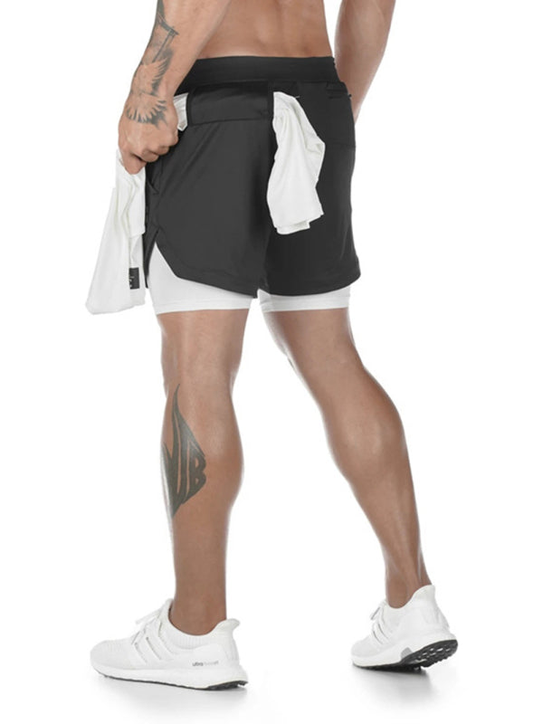 Men's athleisure fake two-piece shorts