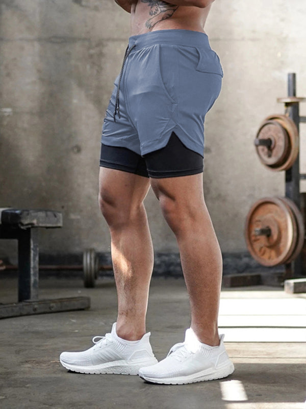 Men's athleisure fake two-piece shorts