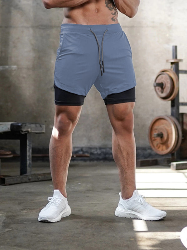 Men's athleisure fake two-piece shorts