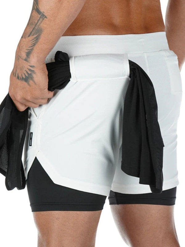 Men's athleisure fake two-piece shorts