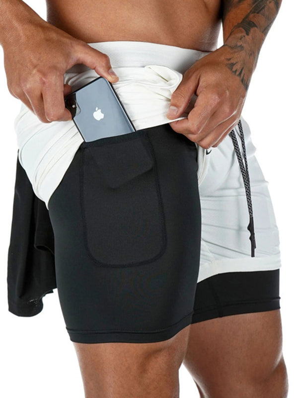 Men's athleisure fake two-piece shorts