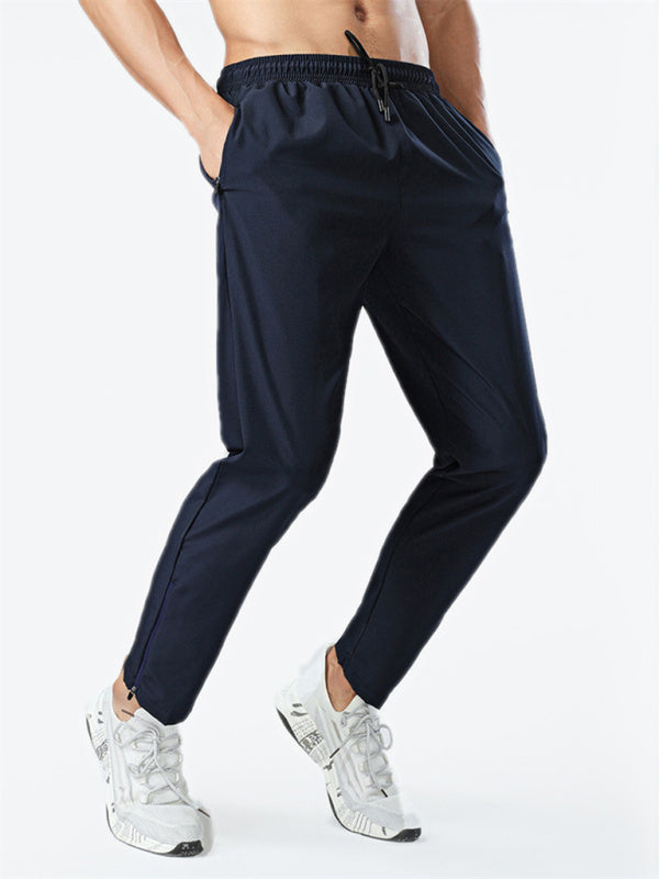 Drawstring casual side zipper trousers