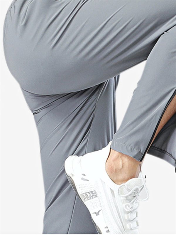 Drawstring casual side zipper trousers