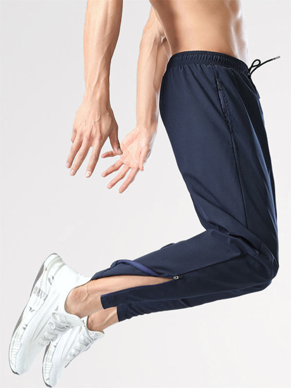 Drawstring casual side zipper trousers