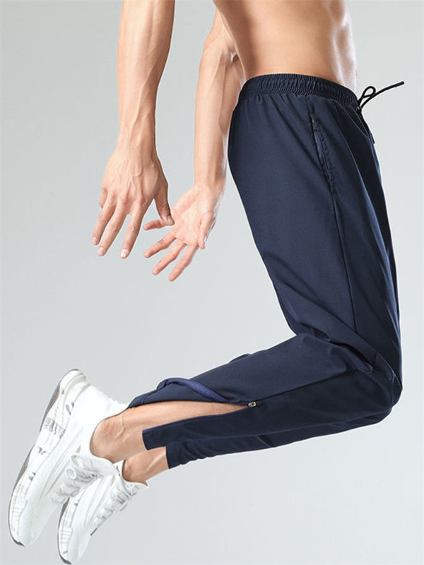 Drawstring casual side zipper trousers